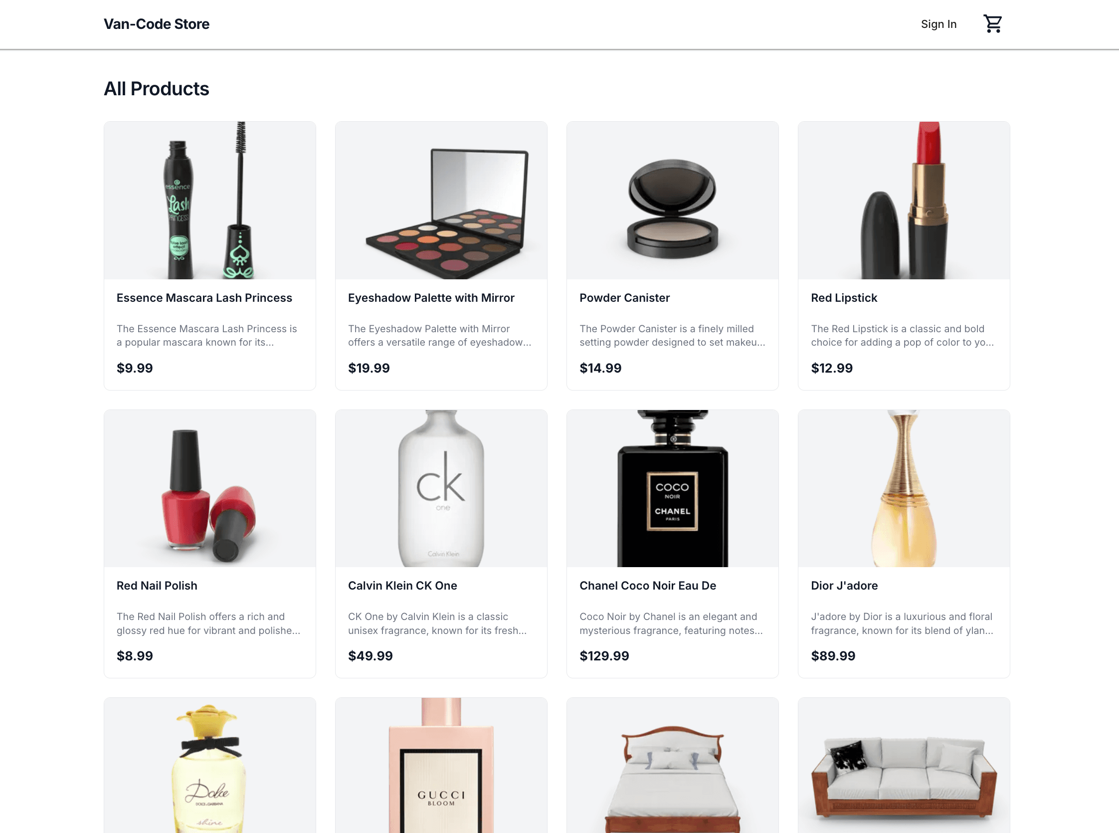 vue-online-store screenshot